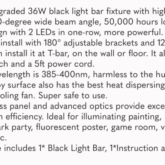 Upgraded 36W LED Black Light Bar, Premium LED Blacklight Flood Light with Plug - Picture 8 of 8